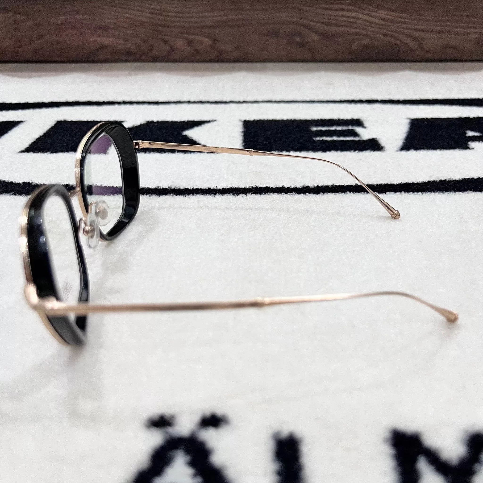 Matsuda Sunglasses Matsuda M3074 Rectangular Eyeglasses Black / Brushed Gold