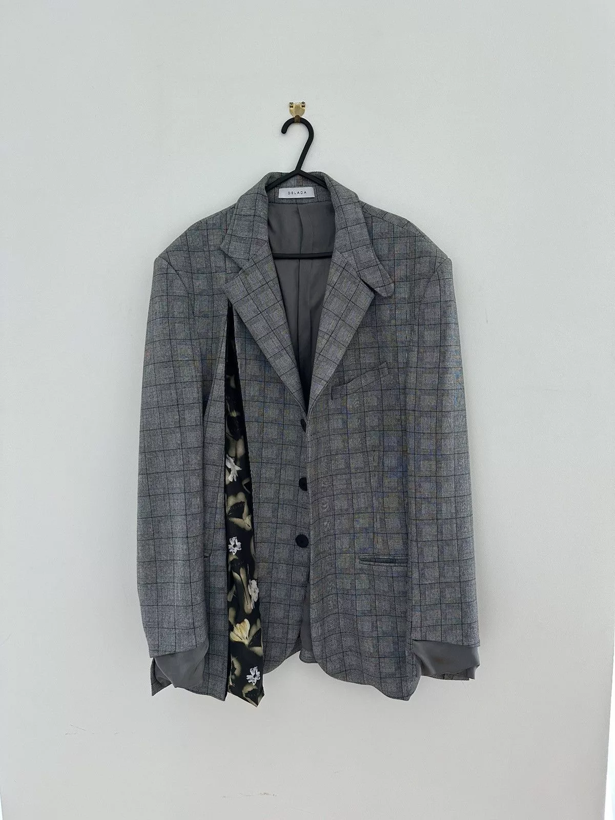 DELADA Blazers Delada Grey check split front wool Blazer Gray
