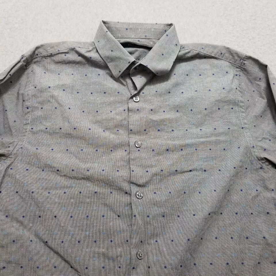 Perry Ellis Shirts Button Ups Perry Ellis Shirt Men Small Polka Dot Button Up Casual Gray