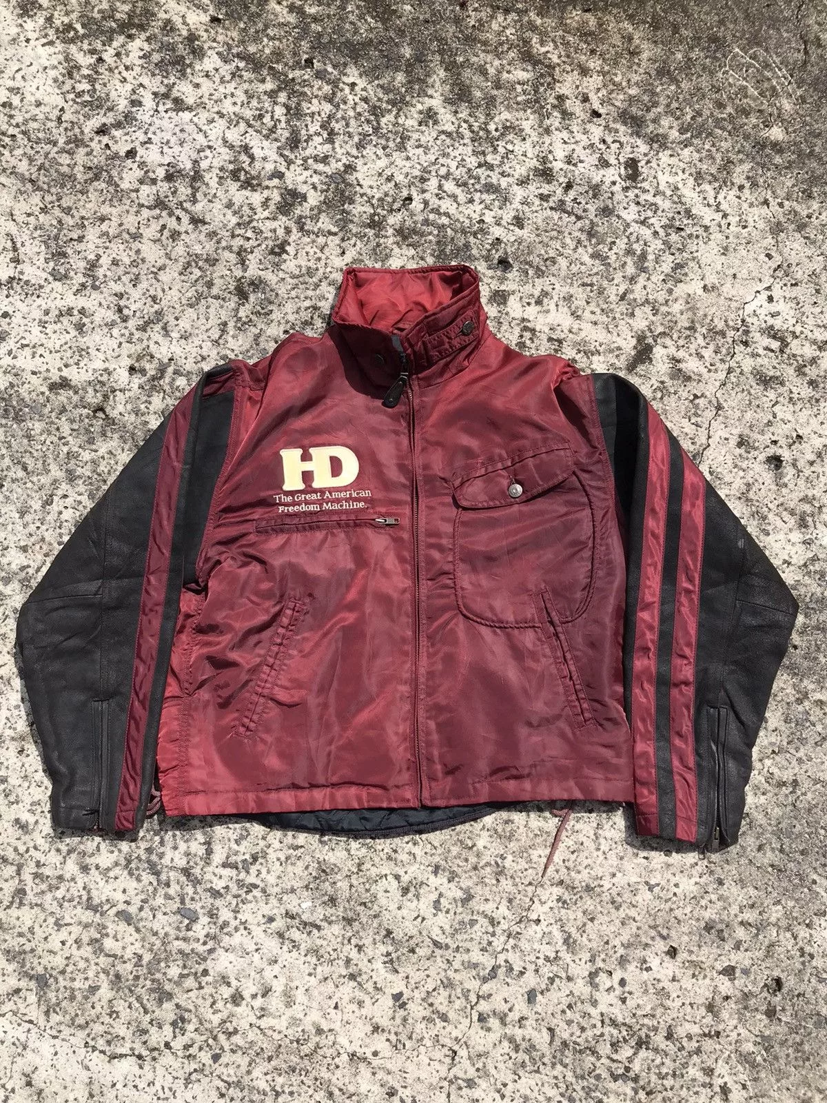 Harley Davidson Leather Jackets Harley Davidson × Vintage RARE Vintage Harley-Davidson Biker Jacket Leather Sleeves Red