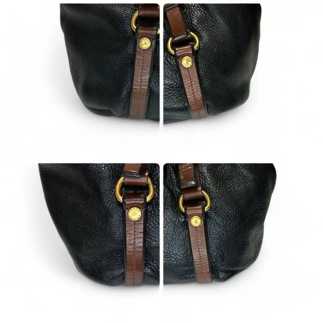 Prada Handle Bags Prada - Black Leather Brown Handbag Shoulder Bag