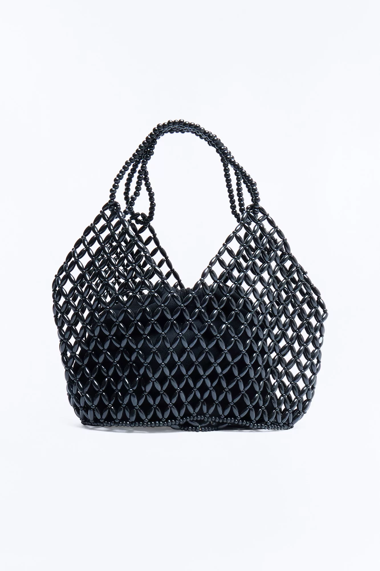 Coastal Escape Beaded Shoulder Handbag - Black