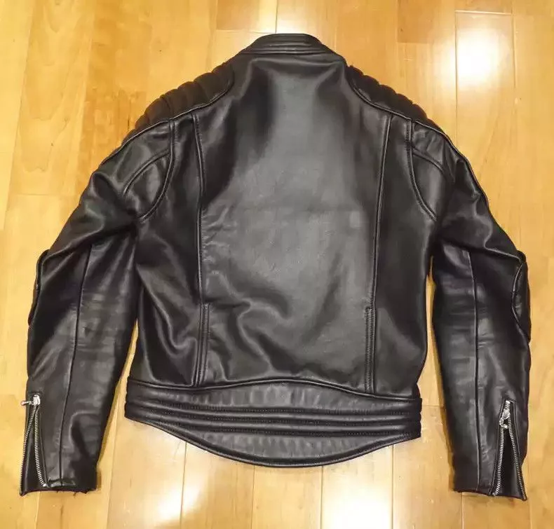 Kadoya Leather Jackets kadoya Straight-pull collar leather coat, Black