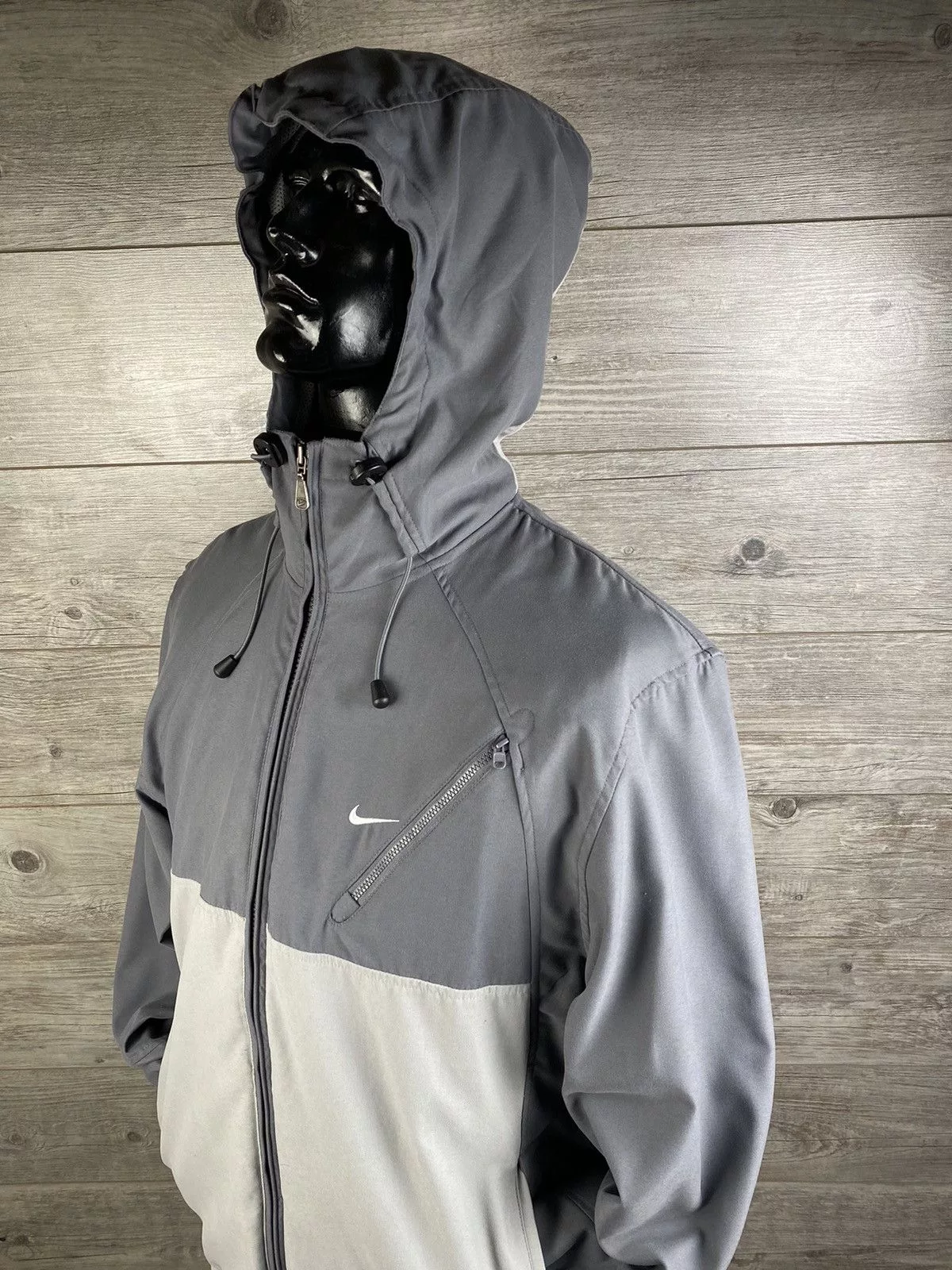 Nike Light Jackets Nike × Vintage Vintage Nike windbreaker with drawstring Y2K Gorpcore style Gray Streetwear