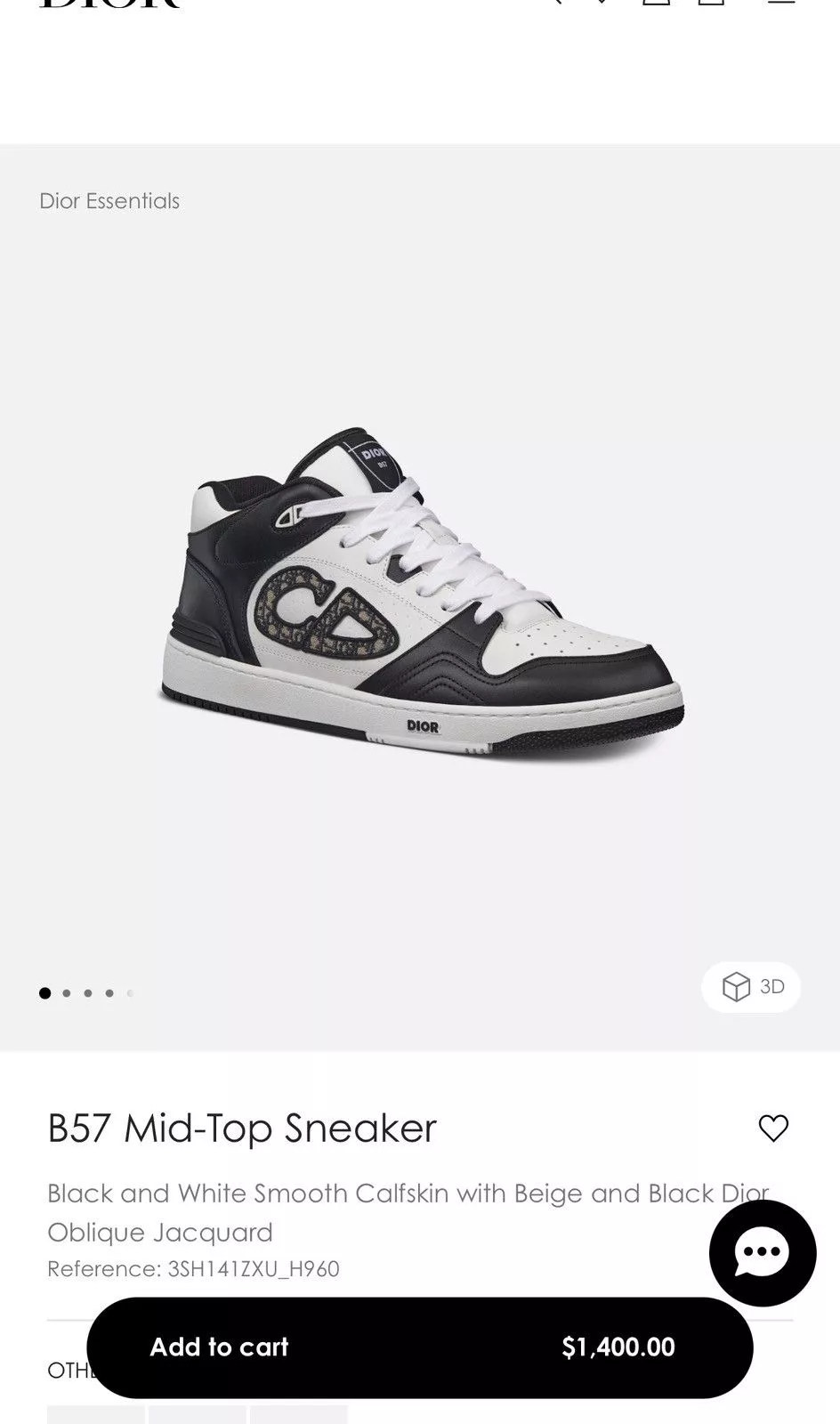 Dior Low Top Sneakers Dior B57 Mid-Top Sneaker - 11.5 US Black
