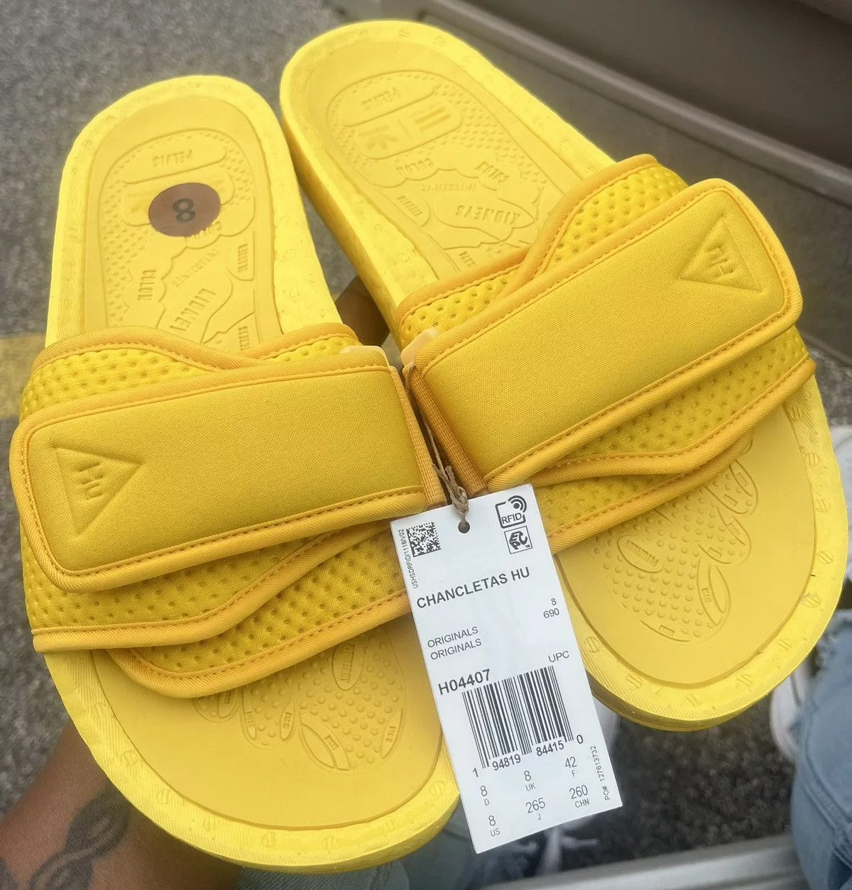 Adidas Sandals Adidas × Human Made × Pharrell Adidas Boost Slide Pharrell CHANCLETAS Gold