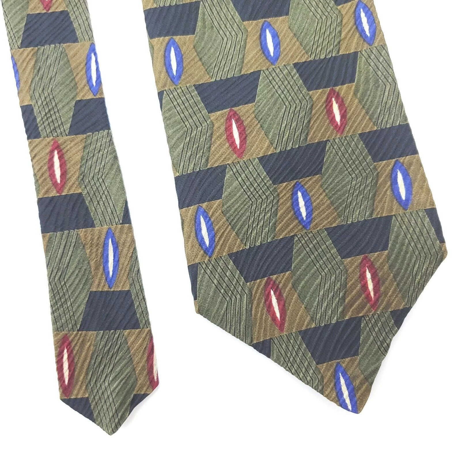 Henry Grethel Ties Pocketsquares Henry Grethel Silk Tie Green Abstract Short Wide