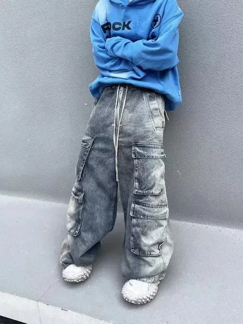 Jean Denim Vintage washed distressed gradient pocket rare jeans Blue Avant-Garde