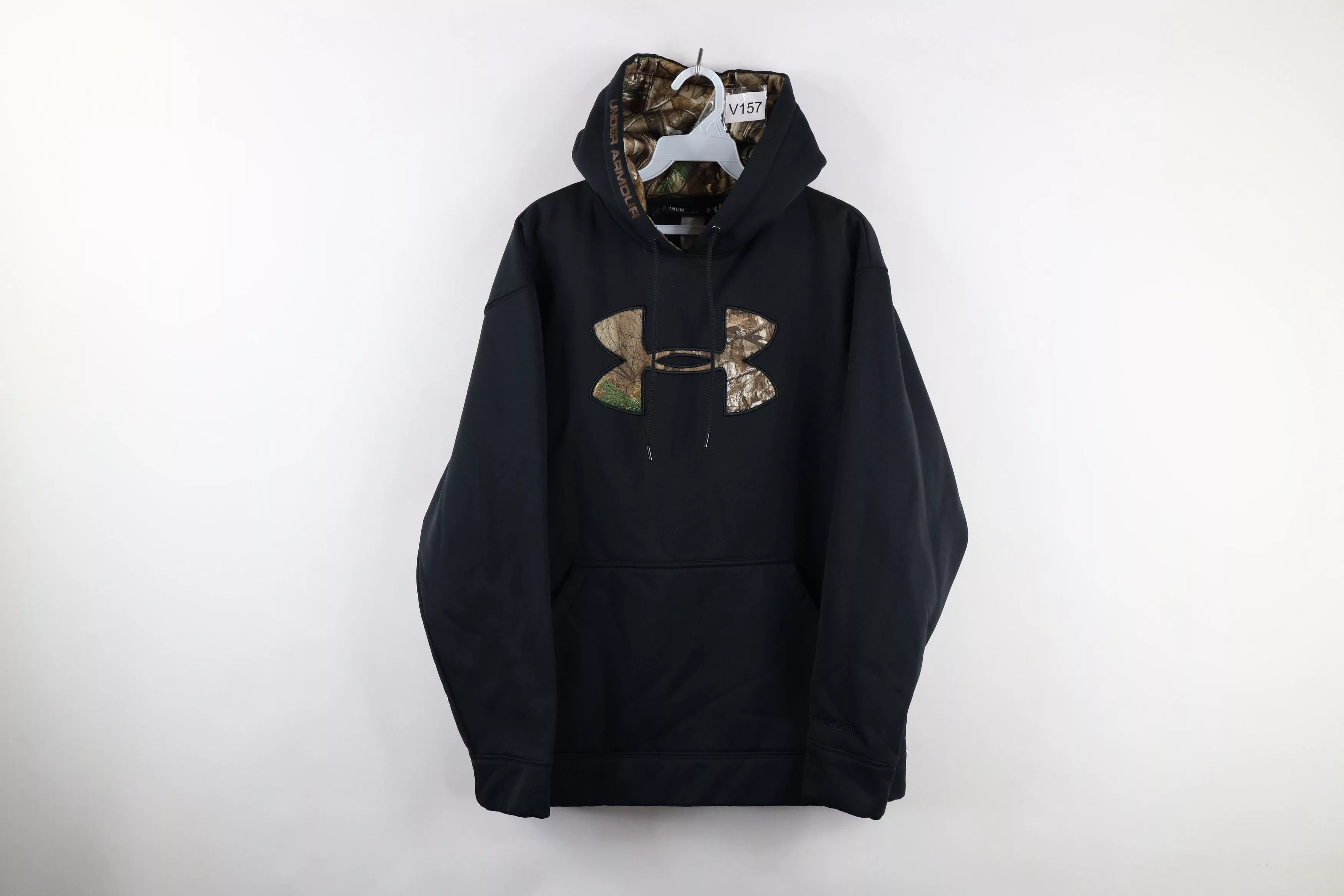 Under Armour Sweatshirts Hoodies Under Armour × Vintage Under Armour Storm Out Camouflage Big Logo Hoodie Sweatshirt Black