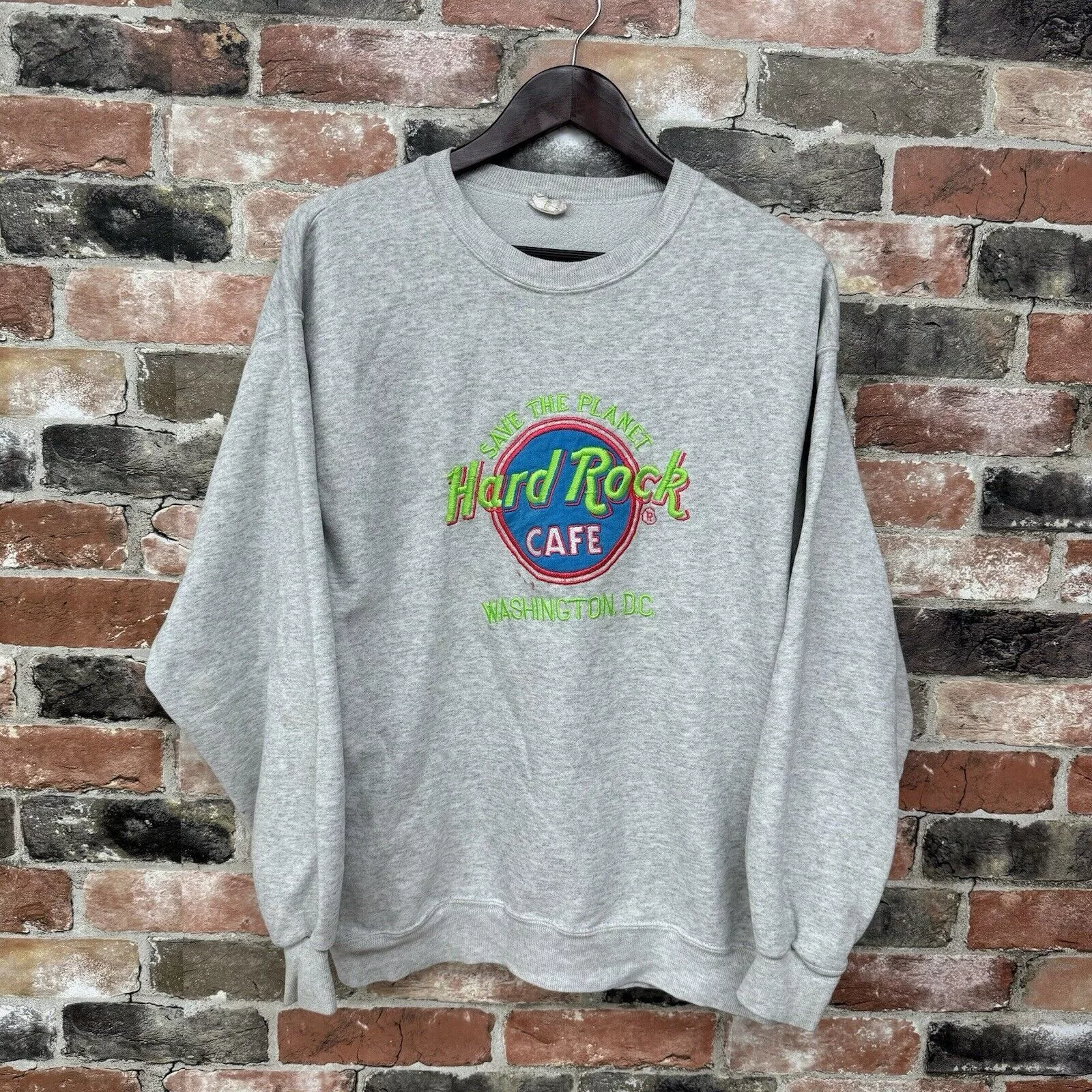 Hard Rock Cafe Sweatshirts Hoodies Vintage Hard Rock Cafe Sweatshirt Sz L Gray 90s Embroidered