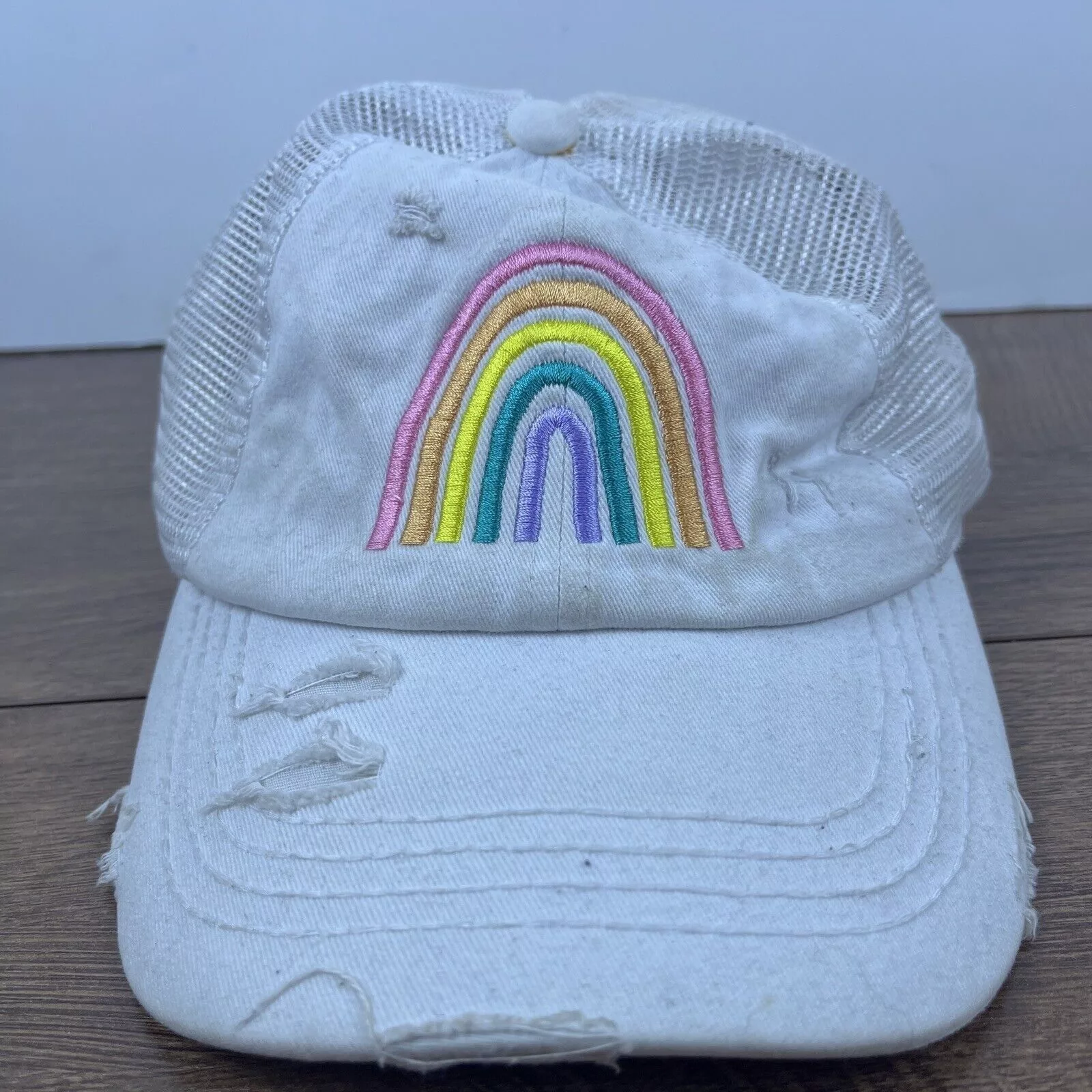 Other Hats Other Rainbow Hat Rainbow White Hat Adjustable Adult Size Hat Whit