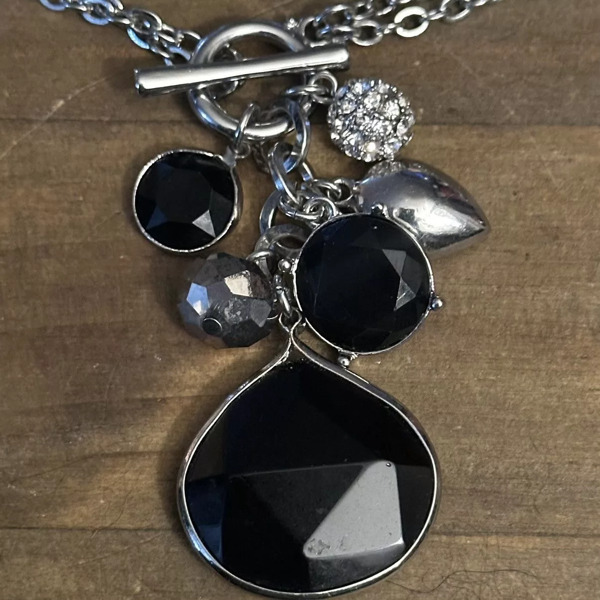 White House Black Market Necklaces White House Black Market WHBM bezeled stone charm cluster necklace Silver