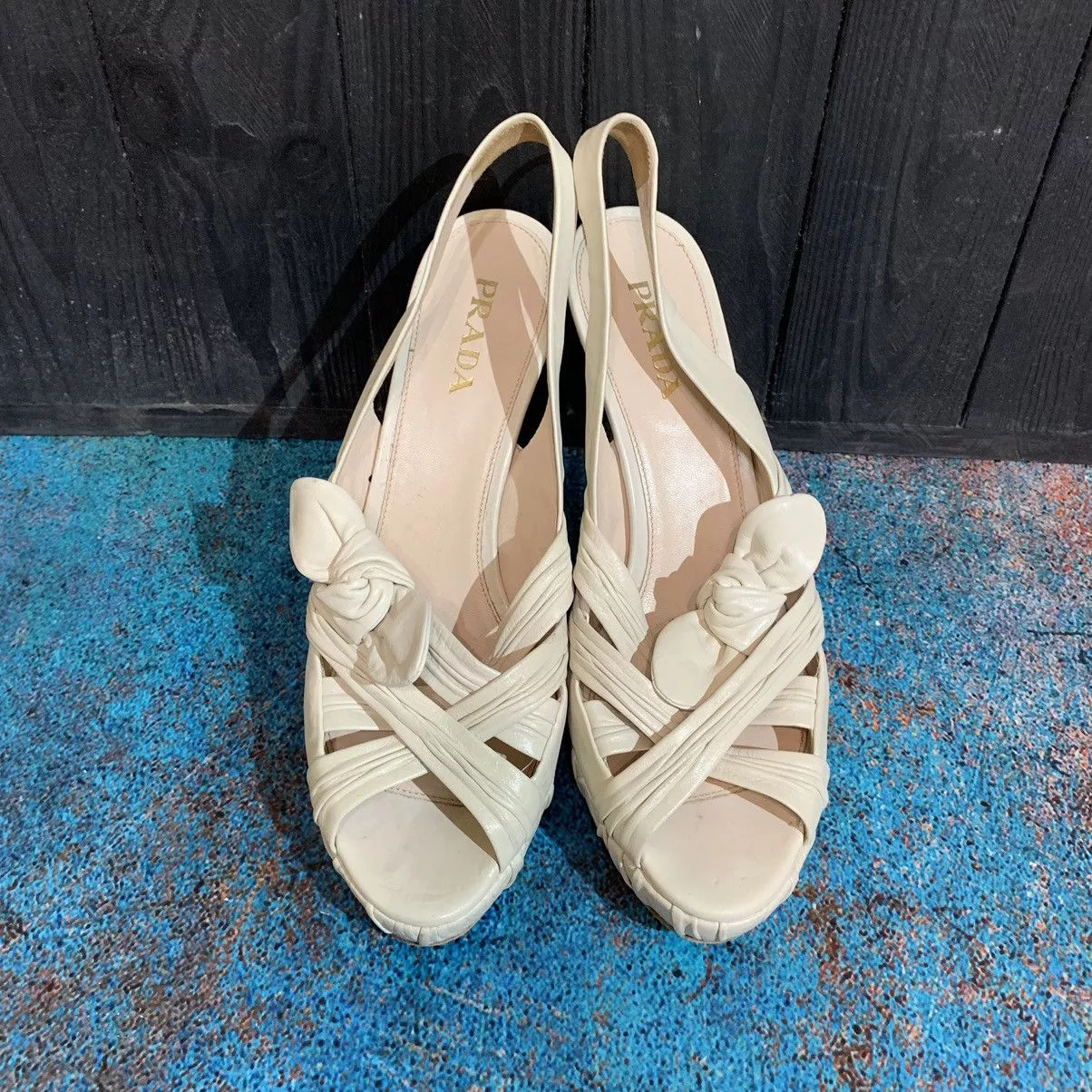 Prada Heels Prada Leather Heels Size 38 Beige Luxury