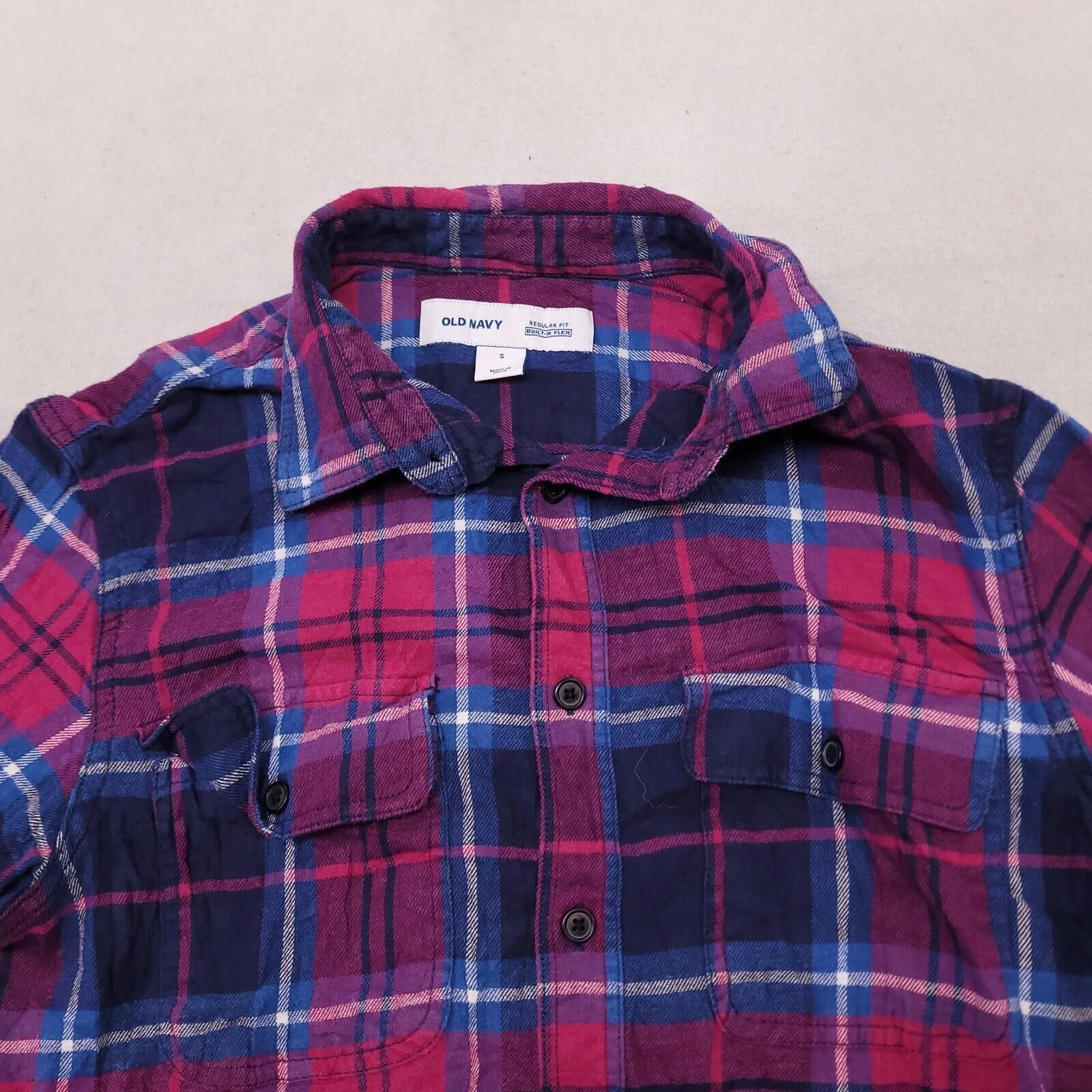 Old Navy Blouses Old Navy Tartan Flannel Button Up Shirt Womens Size S Pink