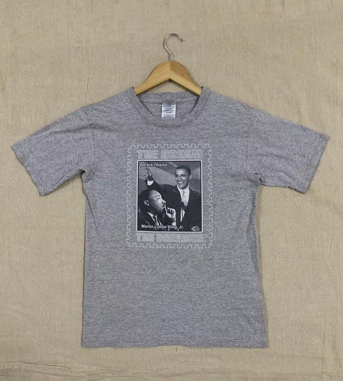 Delta Short Sleeve T Shirts Delta × Vintage VINTAGE DELTA BARACK OBAMA X MARTIN LUTHER KING JR Gray