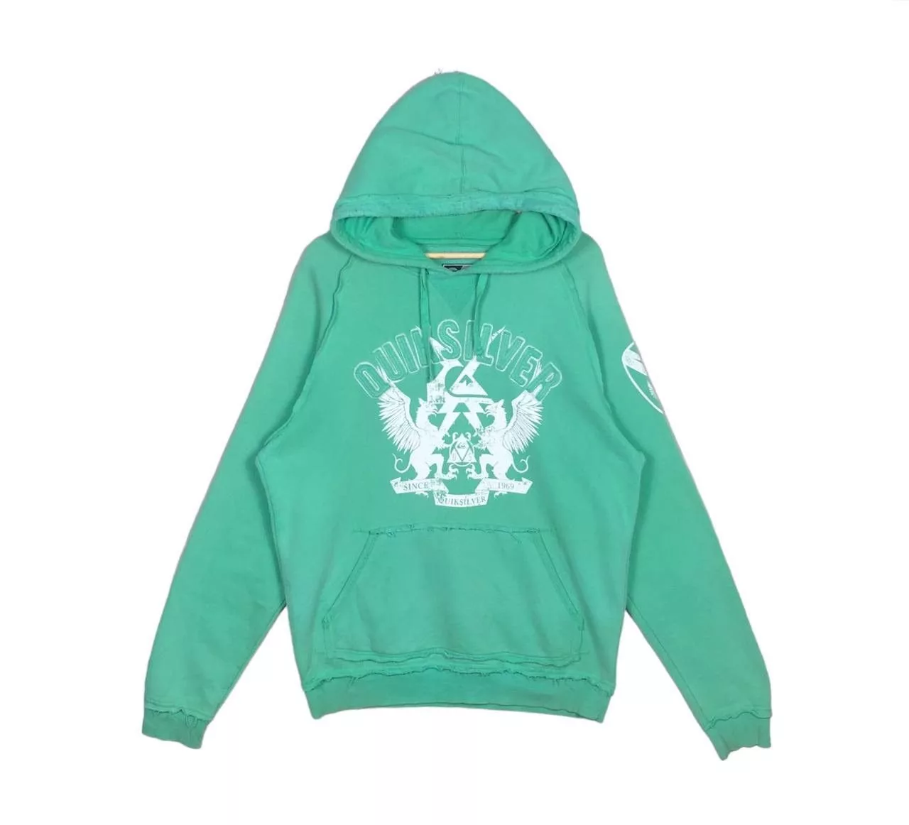 Quicksilver Light Jackets Vintage Quicksilver Green Hoodie Sweatshirt