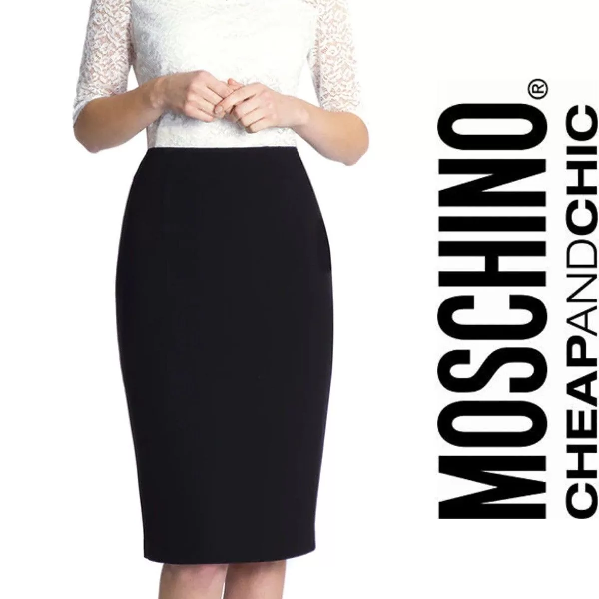 Moschino Mini Skirts MOSCHINO Cheap & Chic Women Crepe Black Casual Skirt Size 6 Vintage