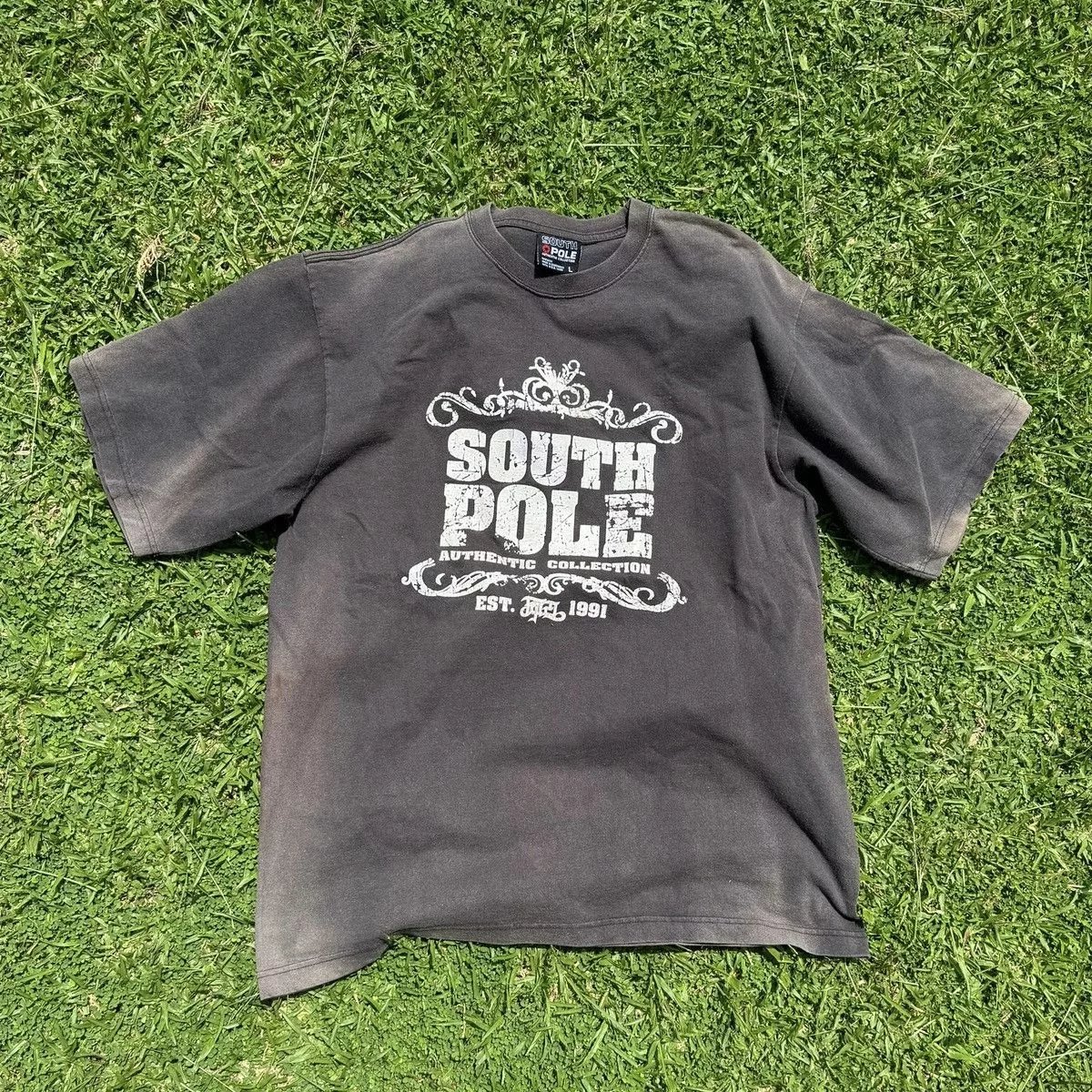 Southpole Short Sleeve T Shirts Southpole × Vintage OFFER!! Vintage SOUTH POLE Sun Faded T Shirt Black Streetwear