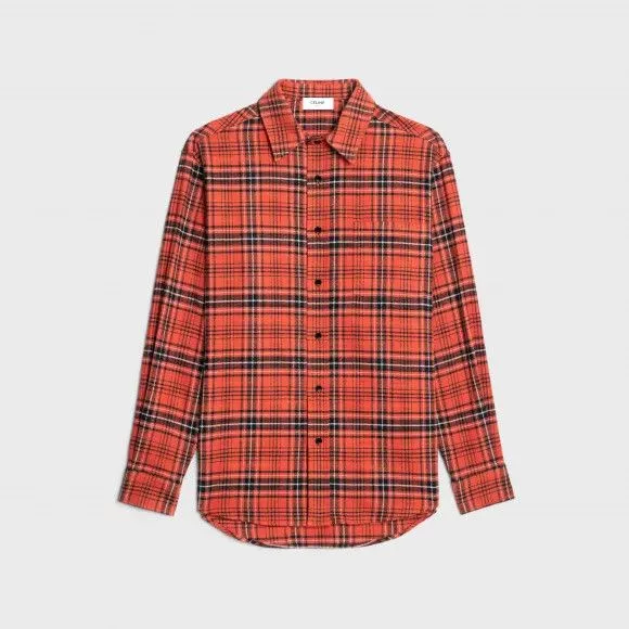 Celine Shirts Button Ups Celine o1w1db10724 Oversized Shirt in Cotton Check in Multicolor