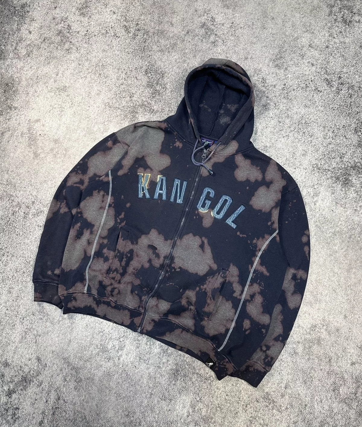 Kangol Sweatshirts Hoodies Vintage Kangol Big Logo Streetwear Zip Up Hoodie Custom L Blue