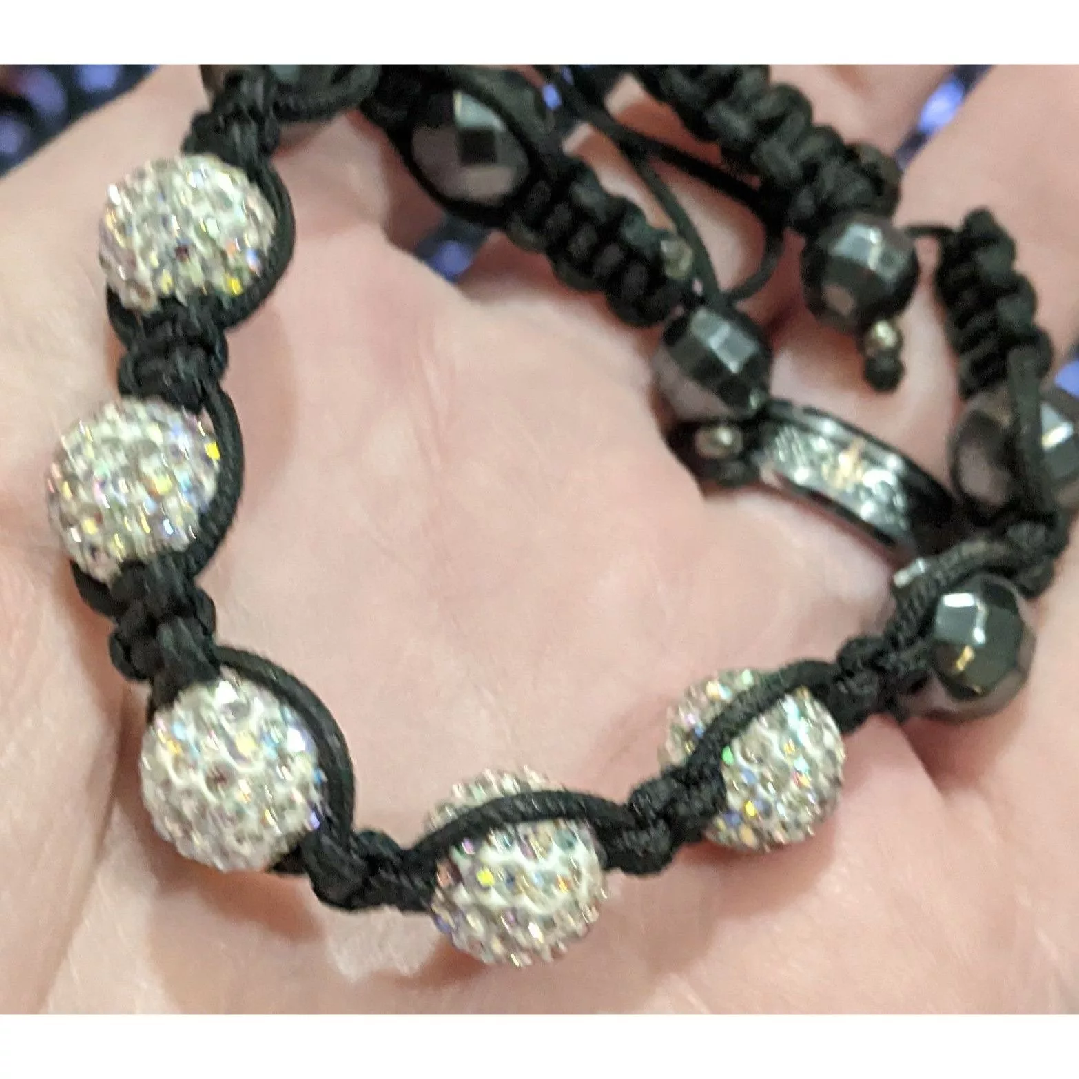 Other Bracelets Other Black Aurora Borealis Beaded Shambala Bracelet