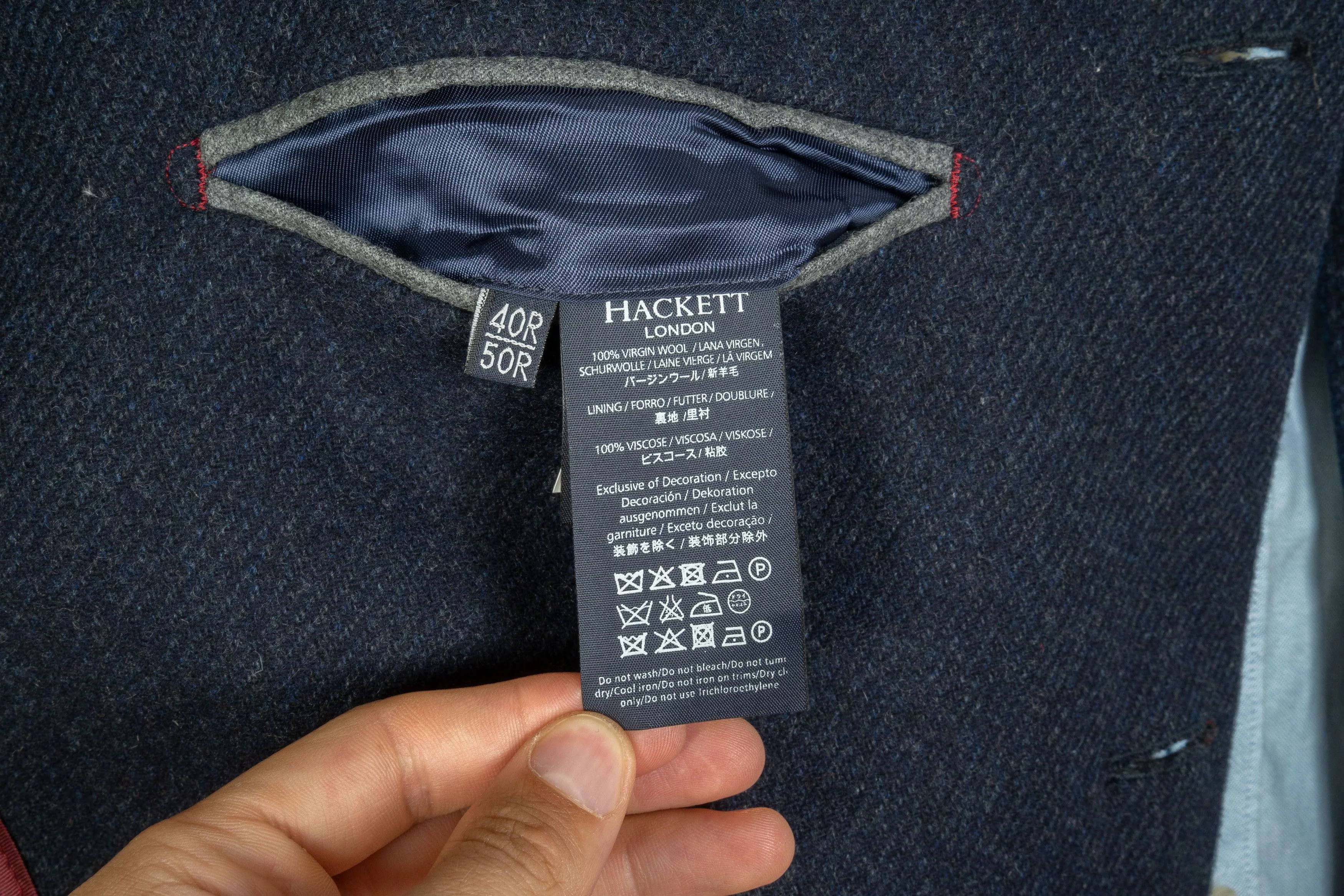 Hackett Heavy Coats Hackett London Wool Navy Blue Coat
