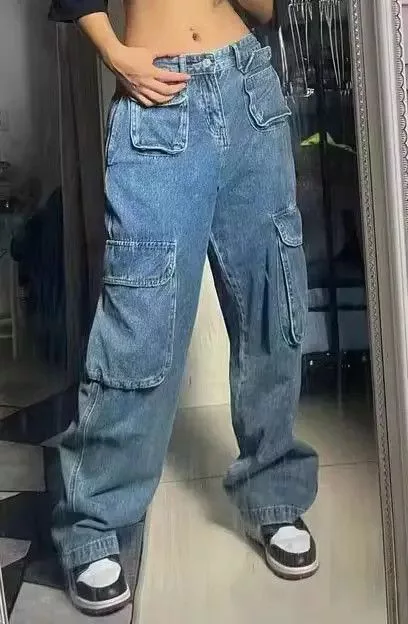 Jean Jeans Multiple Pockets Design Jeans Woman Blue Avant-Garde