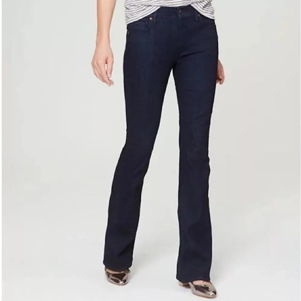 Loft Jeans Ann Taylor Loft Curvy Flare Dark Blue Denim Jeans Size 28