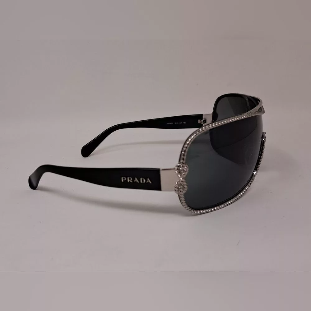 Prada Sunglasses PRADA Women's Rimless shield sunglasses black silver SPR 62H