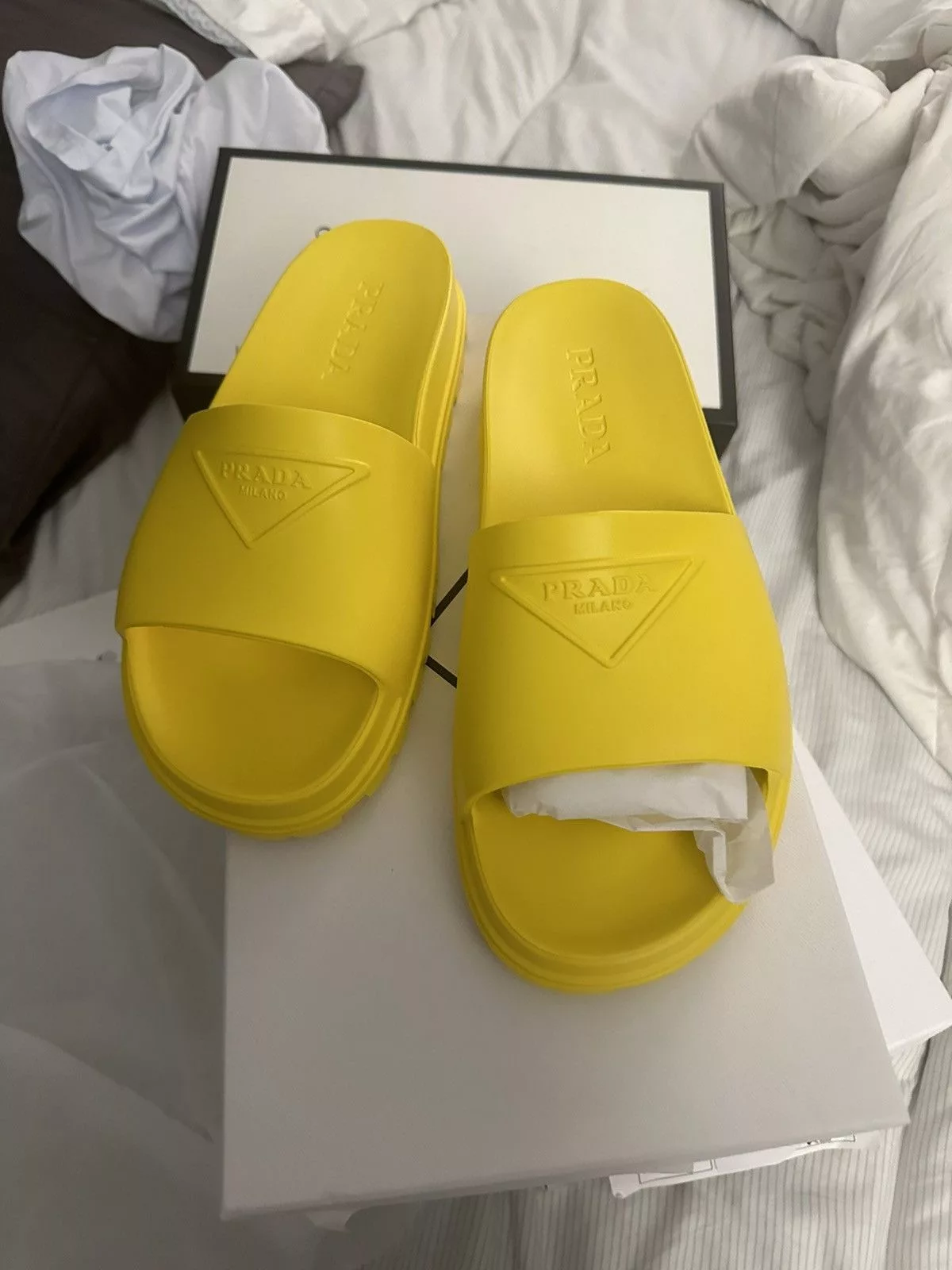 Prada Slip Ons prada slides Yellow