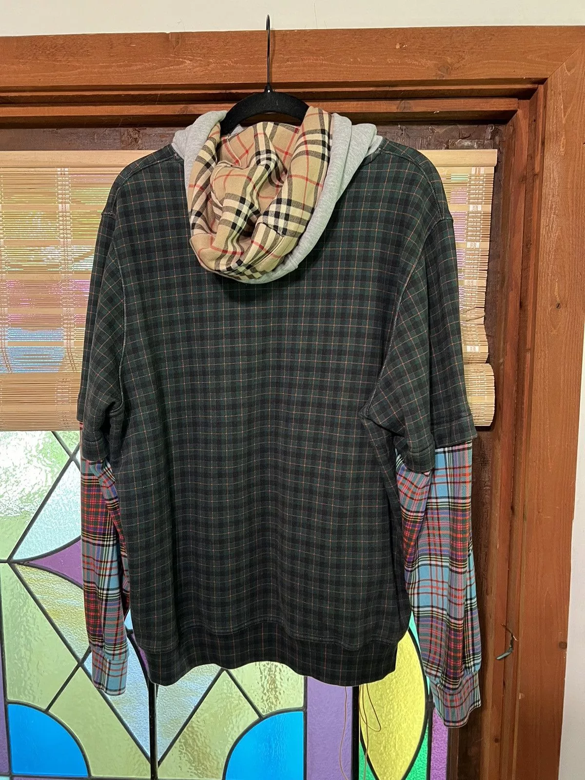 Burberry Light Jackets Burberry green patchwork hoodie