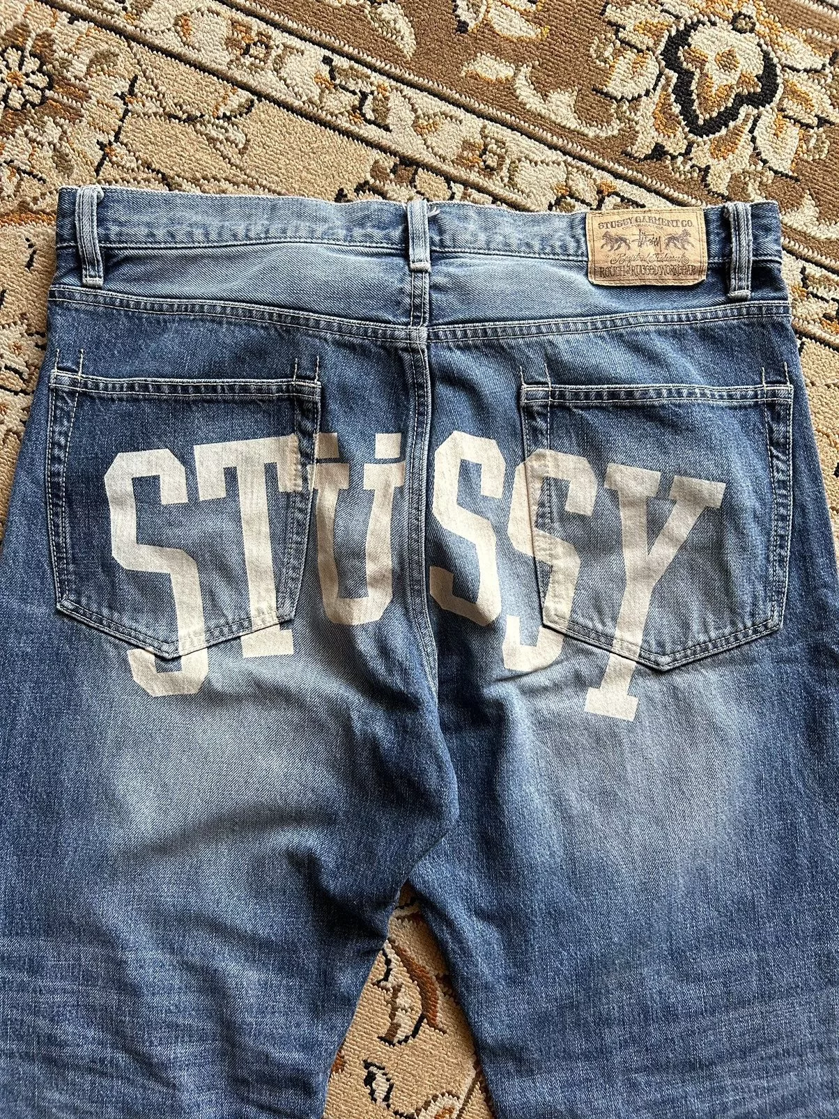 Stussy × Vintage Stussy Denim Jeans Big Spell “STUSSY” Blue