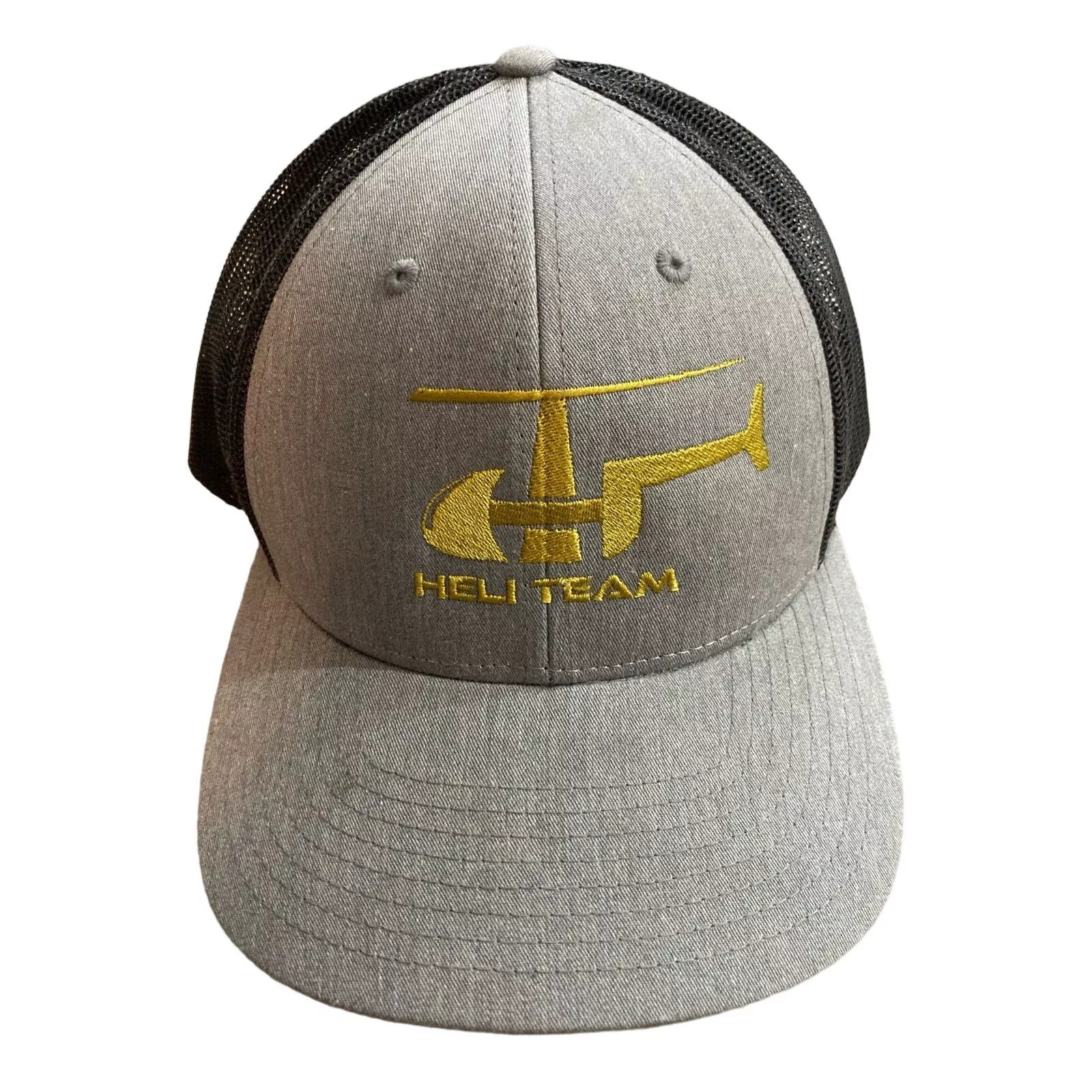 Richardson Hats Richardson Heli Team Trucker Cap Gray/Black Embroidered Helicopter Logo