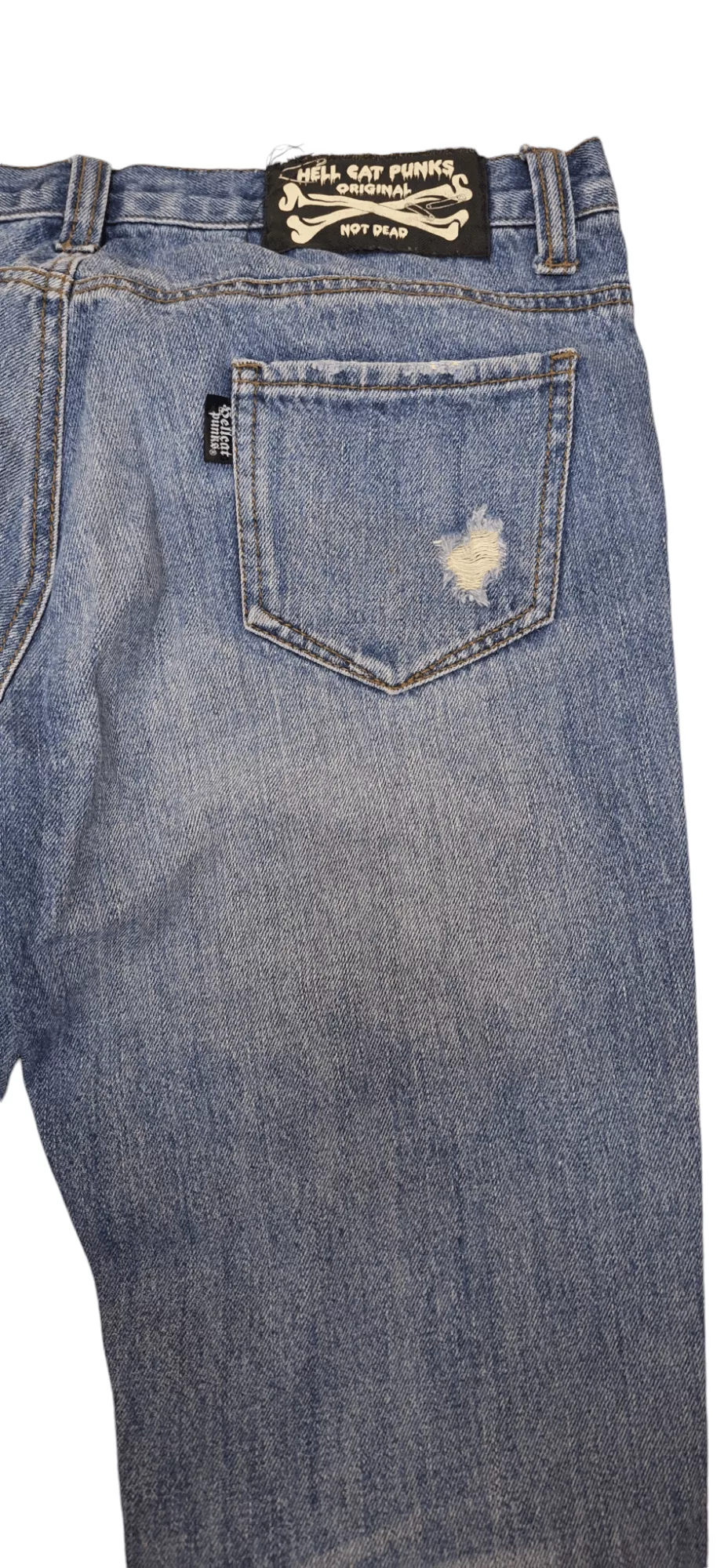 Seditionaries Jeans Hell Cats Punk Spikes Distressed Seditionaries Zipper Leg Blue Streetwear