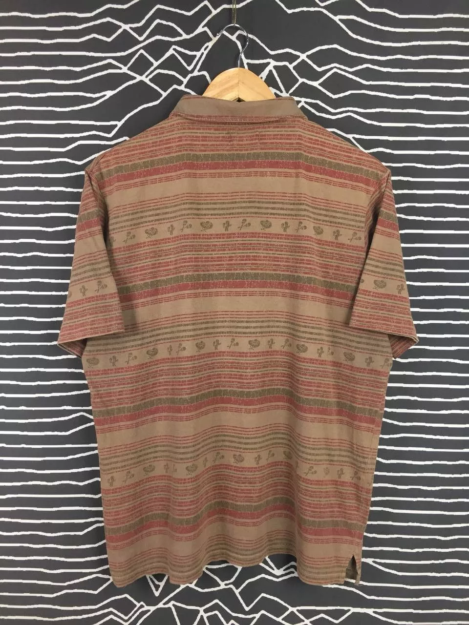Global Work Polos Global Work × Japanese Brand Global Work Aztec Native Patterned Polo Tee Brown Streetwear