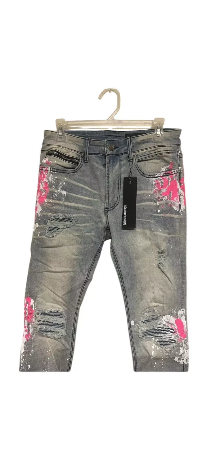 Rockstar Games Denim Rockstar Games Rockstar Patchwork Jeans Ripped Bleached Jeans Sz 30 Multi White