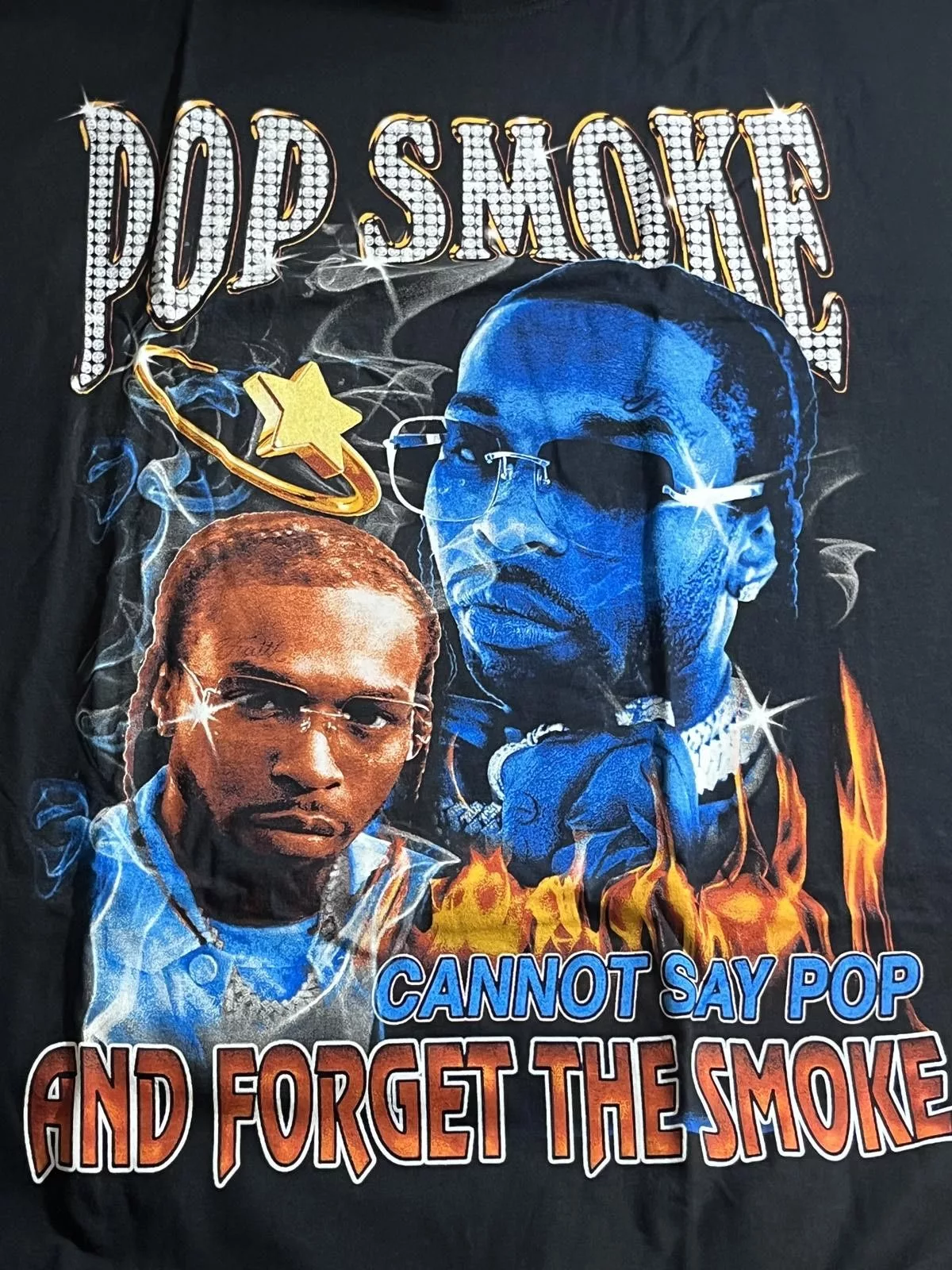 Designer Short Sleeve T Shirts Designer Pop Smoke Shirt Cannot Say Pop And Forget The Smoke T-shirt Black