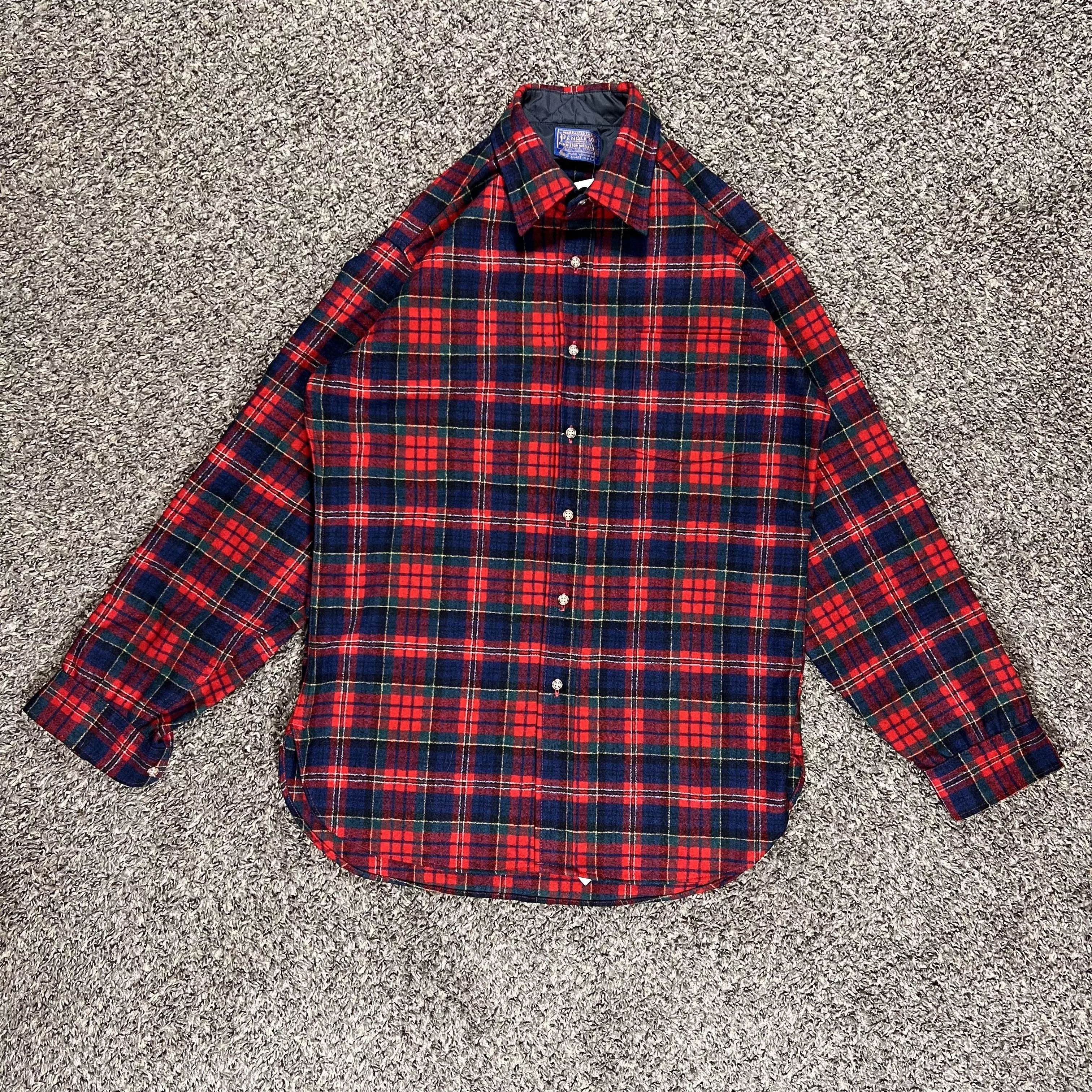 Pendleton Shirts Button Ups Pendleton × Vintage 1960's Vintage Pendleton Red Green Navy Wool Flannel Shirt