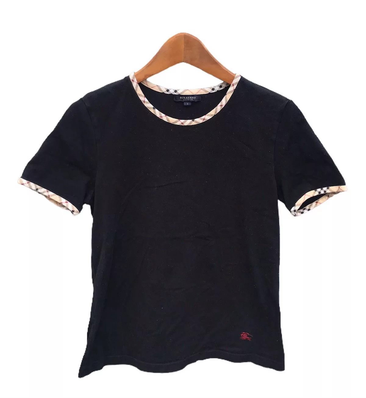 Burberry Short Sleeve T Shirts Burberry ringer checked tee Black