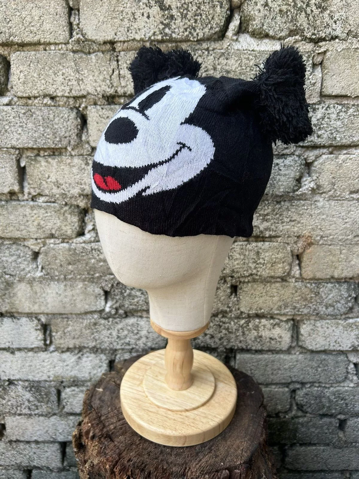 Mickey Mouse Hats Mickey Mouse × Other Bunny Horn devil Mickey beanie hats Black Streetwear