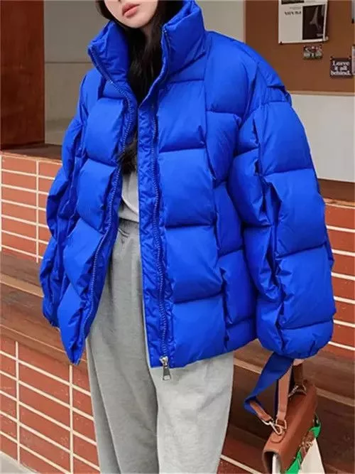 Other Down Jackets Other Blue Layered-Design Puffer Jacket Avant-Garde