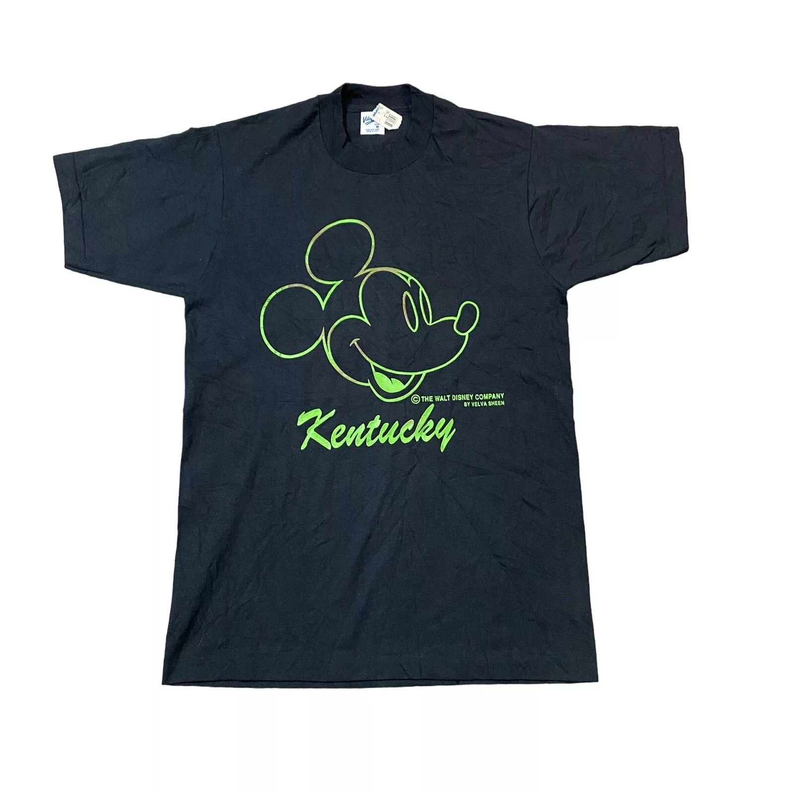 Velva Sheen Short Sleeve T Shirts Velva Sheen × Vintage NWT Vintage Velva Sheen Neon Mickey Mouse Kentucky Shirt M Black