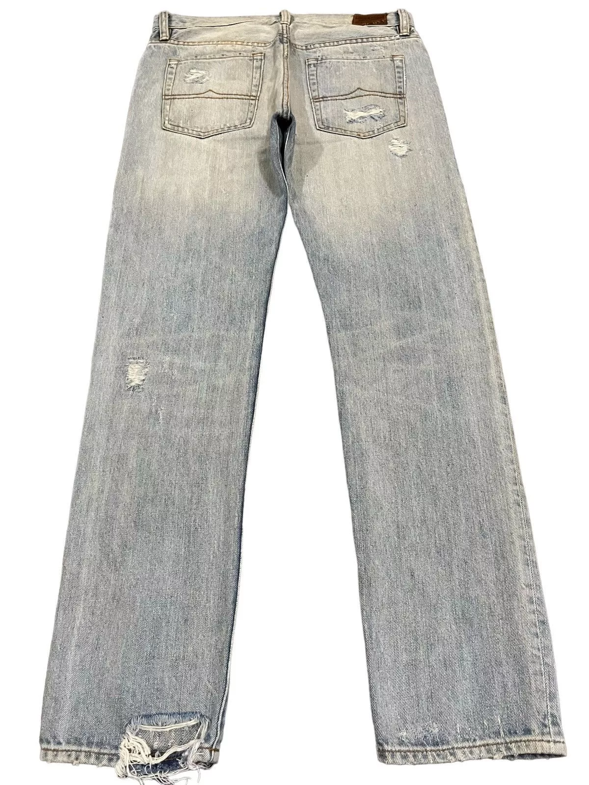 Designer Denim Designer Vintage Light Blue Heavy Distressed Regular Straight Jeans