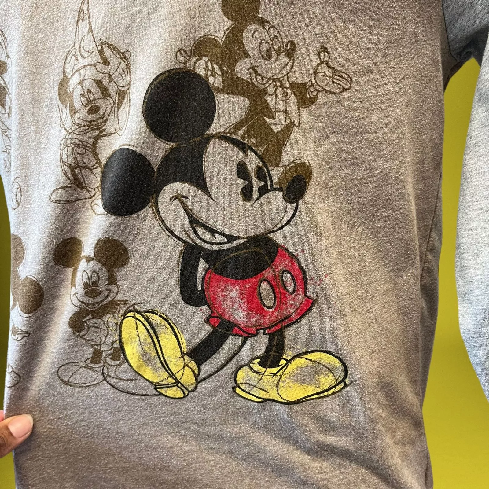 Disney Short Sleeve T Shirts Disney Mickey Mouse Changes 3/4 Length Sleeve Baseball JJ-13 Gray