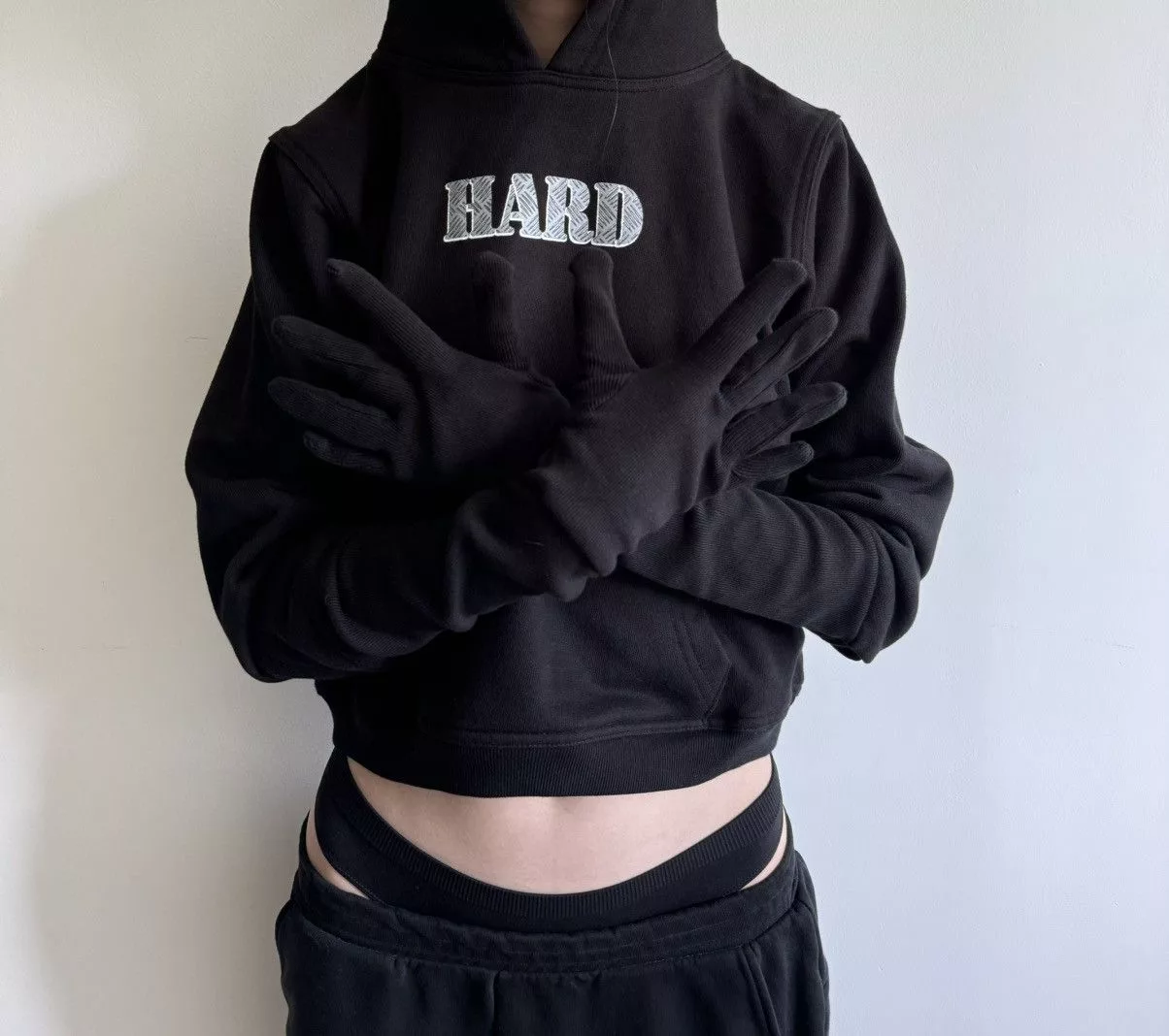 Prototypes Sweatshirts Hoodies Prototypes Cropped gloved hoodie « HARD » Black