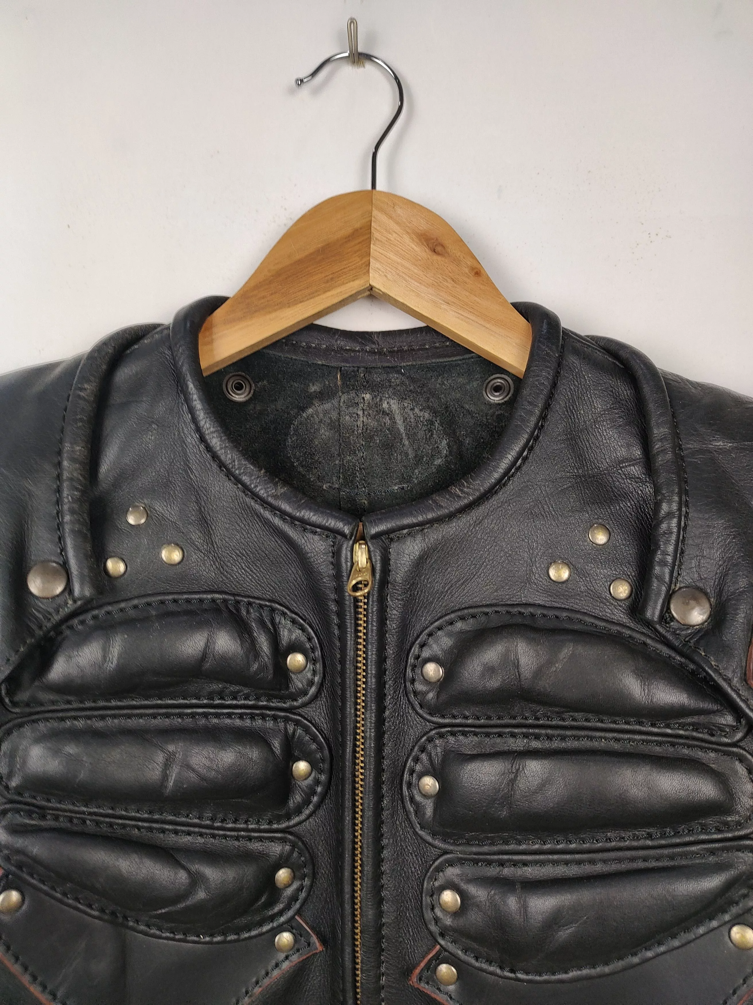 Designer Leather Jackets Designer Vintage Contrail Cybernetic Post apocalyptic Design Jacket Black