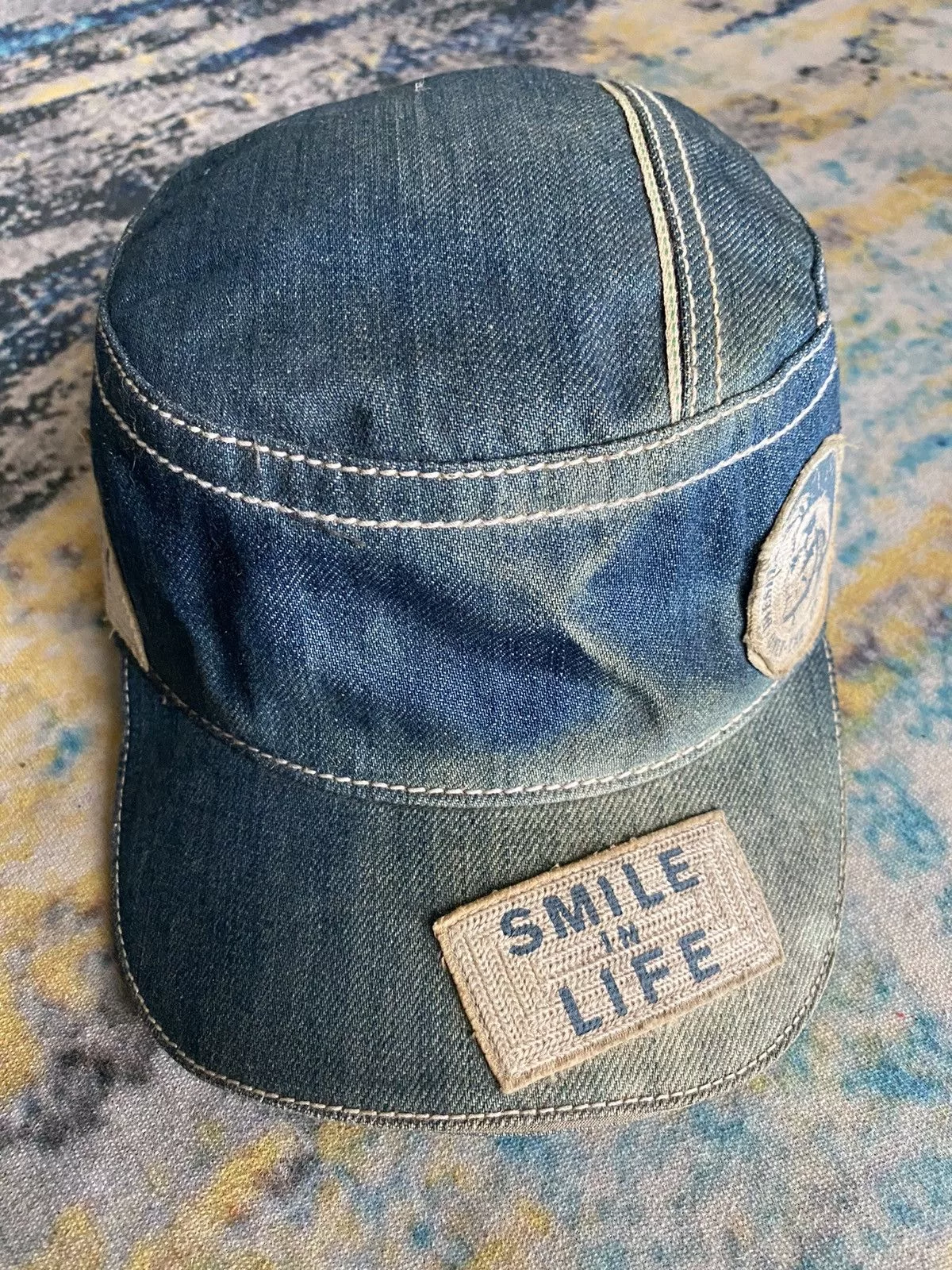 Diesel Hats Diesel × Vintage Diesel Avant Garde Denim Distressed Cap Blue Avant-Garde