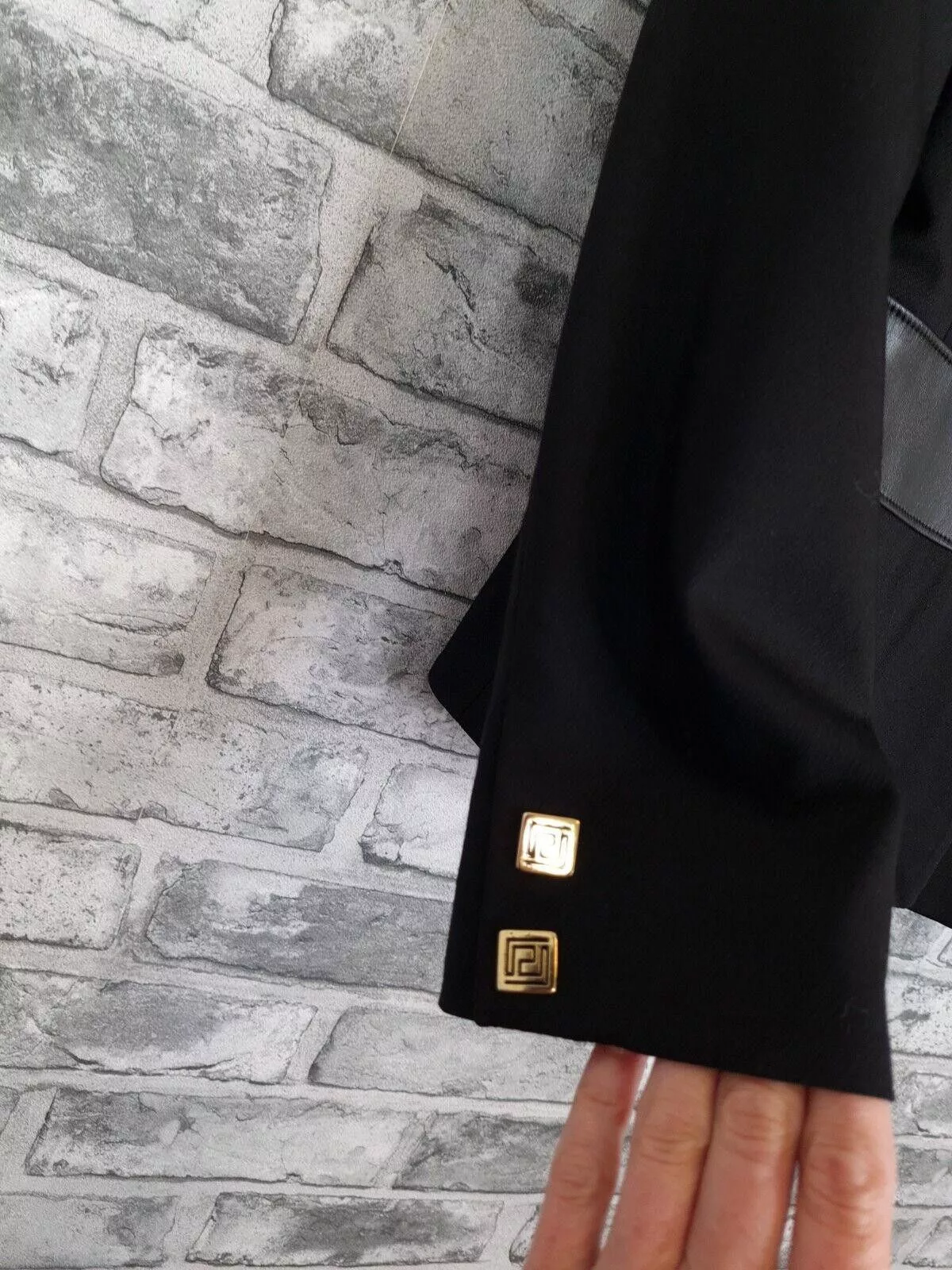 Versace Jackets Versace Jacket Size 8 10 Black Wool Mix Vintage