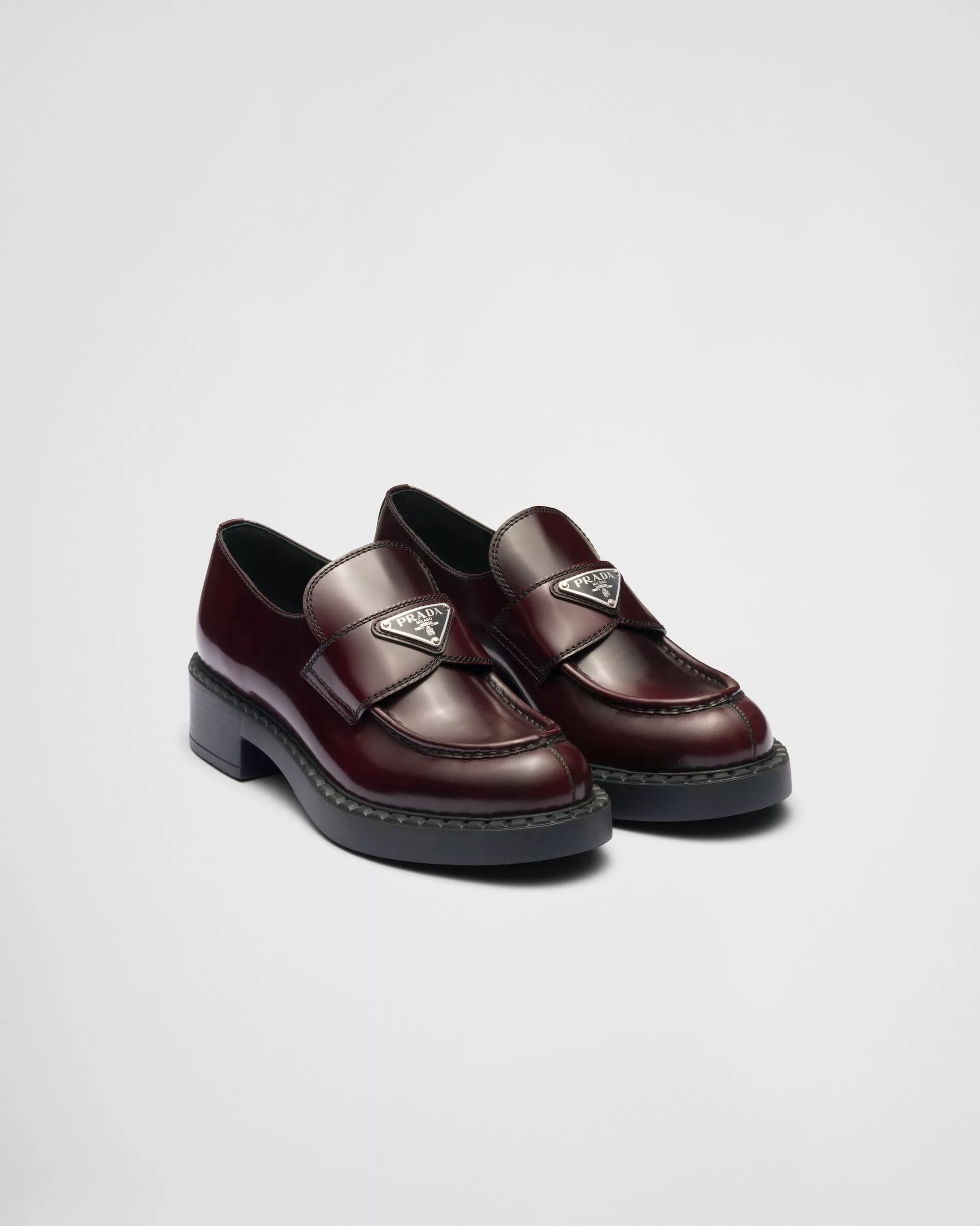 Prada Flats Prada Chocolate Brushed Leather Loafers Brown