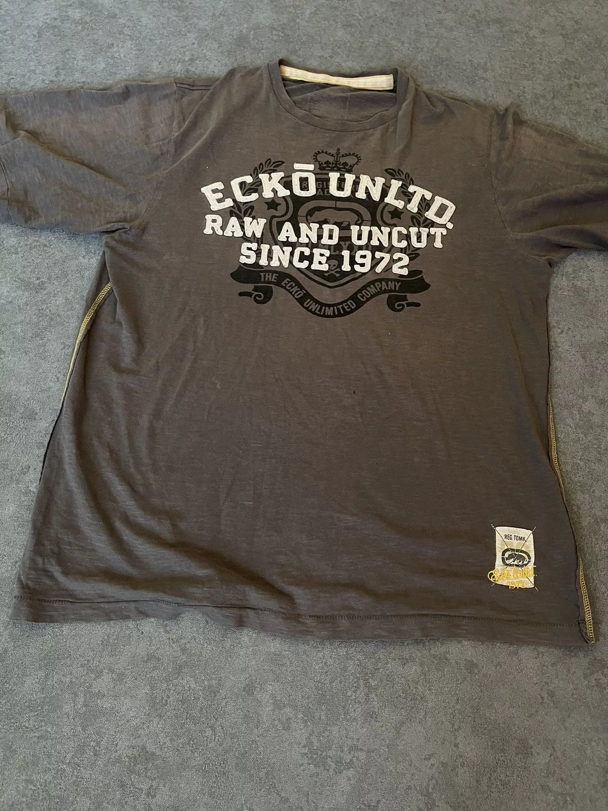 Ecko Unltd. Short Sleeve T Shirts Ecko Unltd. × Fubu × Rap Tees Vintage Ecko Unltd Big Logo Tribal Grey Tee Gray